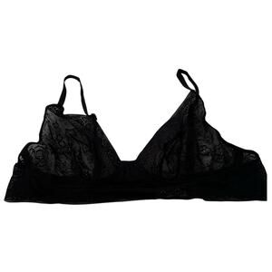 Shimera Women's Sexy Sheer Unlined Floral Lace Bralette Lace Bra Black Size M